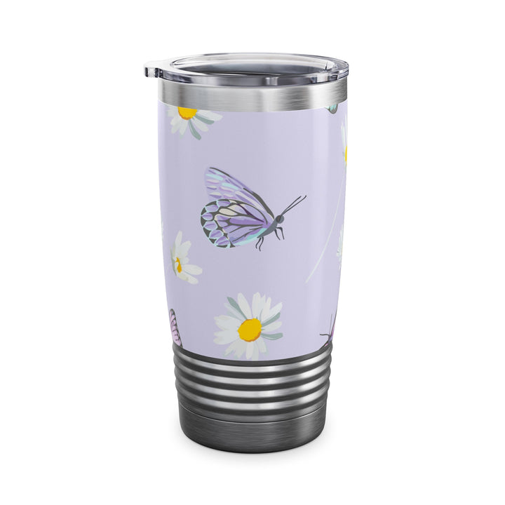 Daisy Flowers and Butterflies Ringneck Tumbler, 20oz