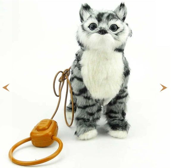 Electronic Plush Cat Toy Interactive Remote-Control Pet Gray