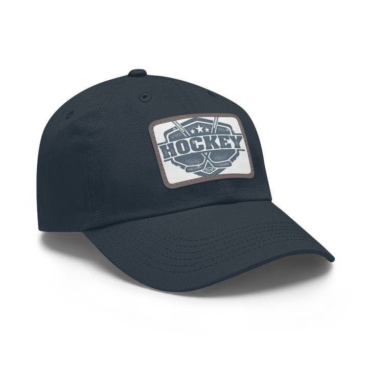 Hockey Dad Hat with Leather Patch (Rectangle)