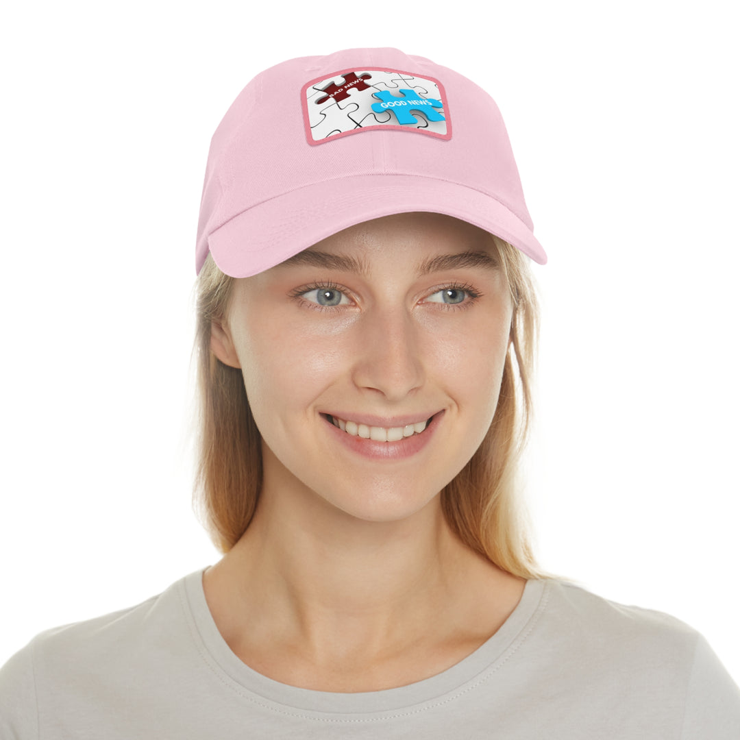 Good News Bad News Dad Hat with Leather Patch (Rectangle)