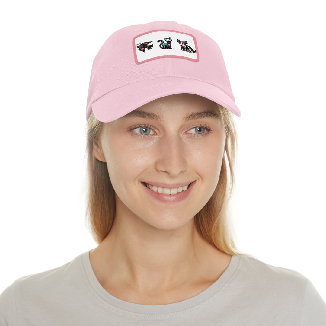 Bird Cat Dog Dad Hat with Leather Patch (Rectangle)