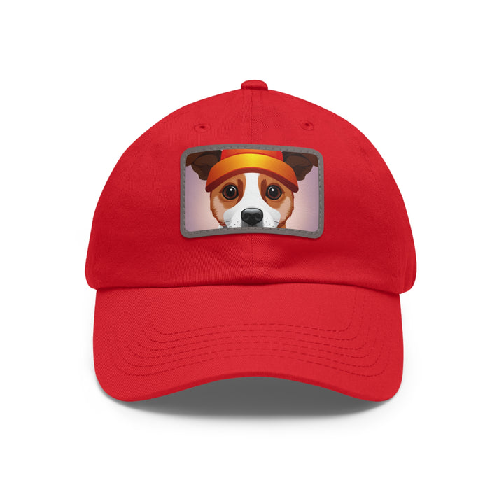 Peeking Dog Dad Hat with Leather Patch (Rectangle)