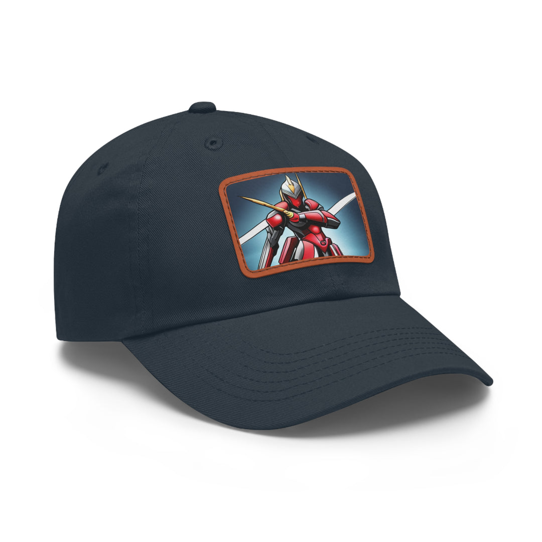 Robot Warrior Dad Hat with Leather Patch (Rectangle)