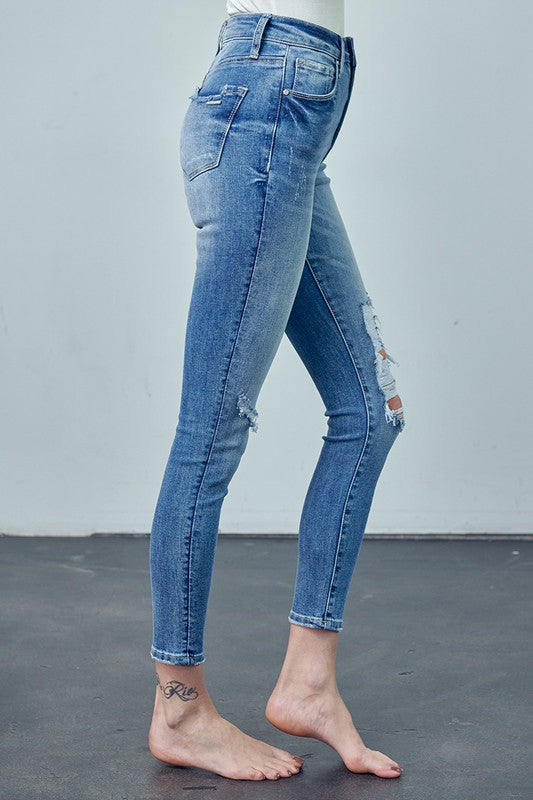 High Rise Ankle Skinny Jeans