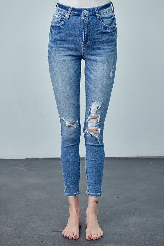 High Rise Ankle Skinny Jeans