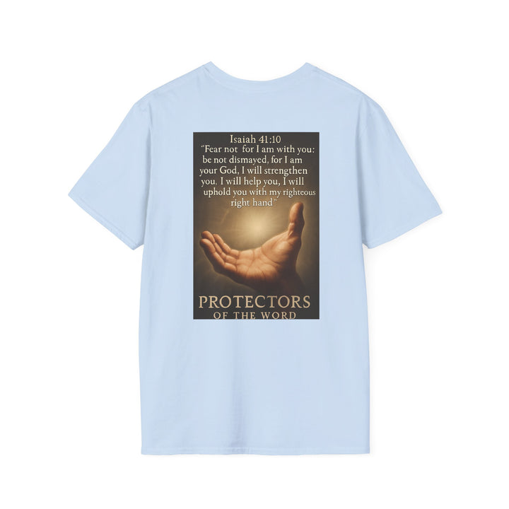 Christian Scripture T-Shirt — Matthew 18:20 and Isaiah 41:10 Faith Tee