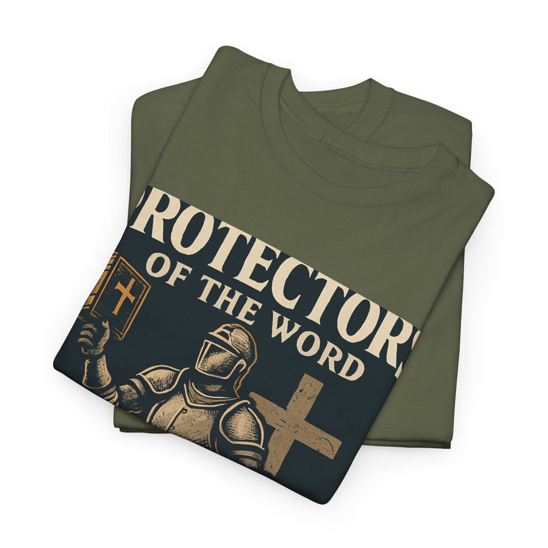Protectors of the Word Christian T-Shirt No Sleeve Design — 'Victory' Knight Design with John 14:6 Scripture