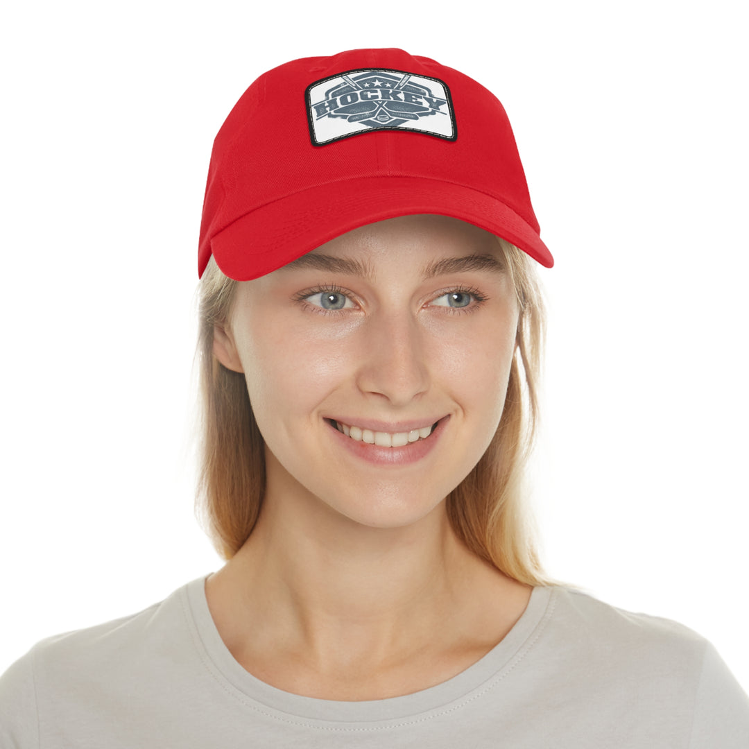 Hockey Dad Hat with Leather Patch (Rectangle)