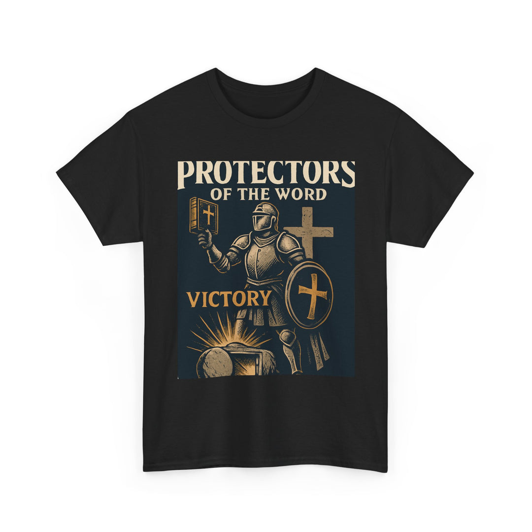 Protectors of the Word Christian T-Shirt No Sleeve Design — 'Victory' Knight Design with John 14:6 Scripture