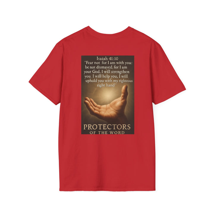 Christian Scripture T-Shirt — Matthew 18:20 and Isaiah 41:10 Faith Tee