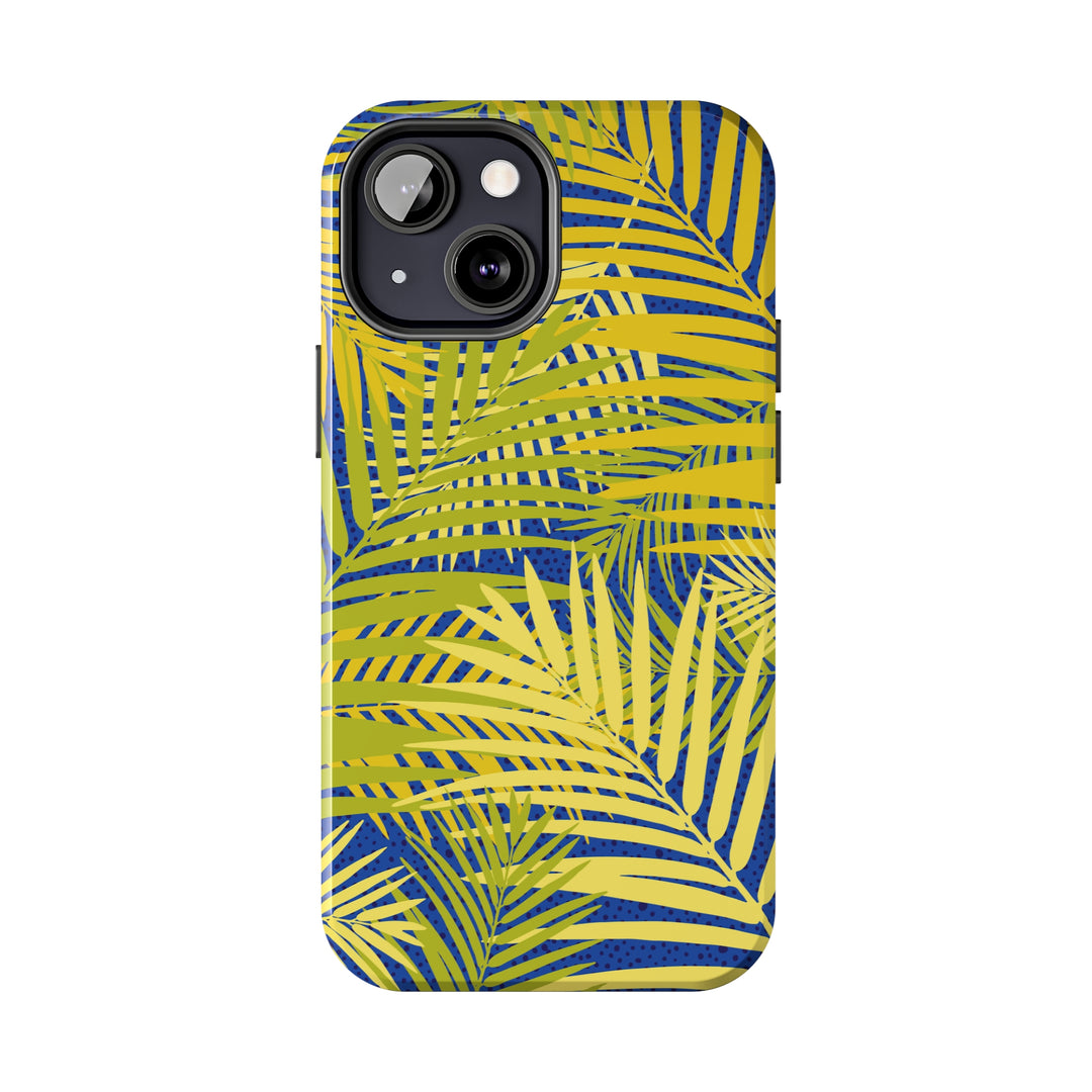 iPhone Palms on Blue Tough Phone Case