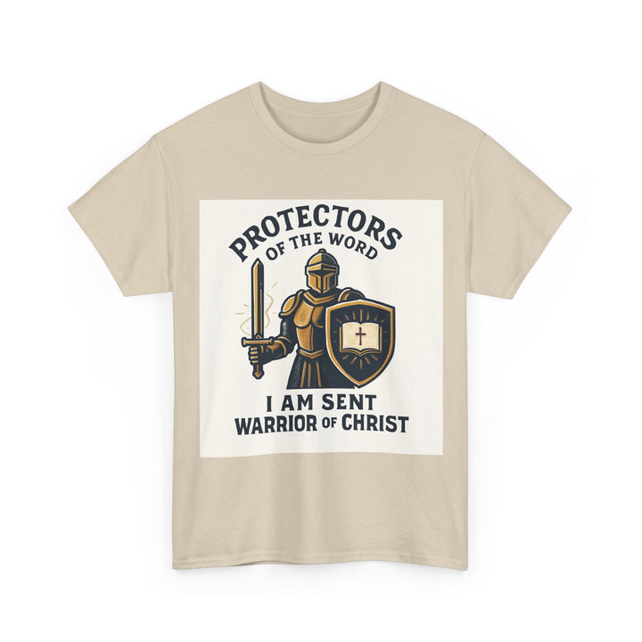 Protectors of the Word T-Shirt — Knight with Sword and Shield Literary Tee