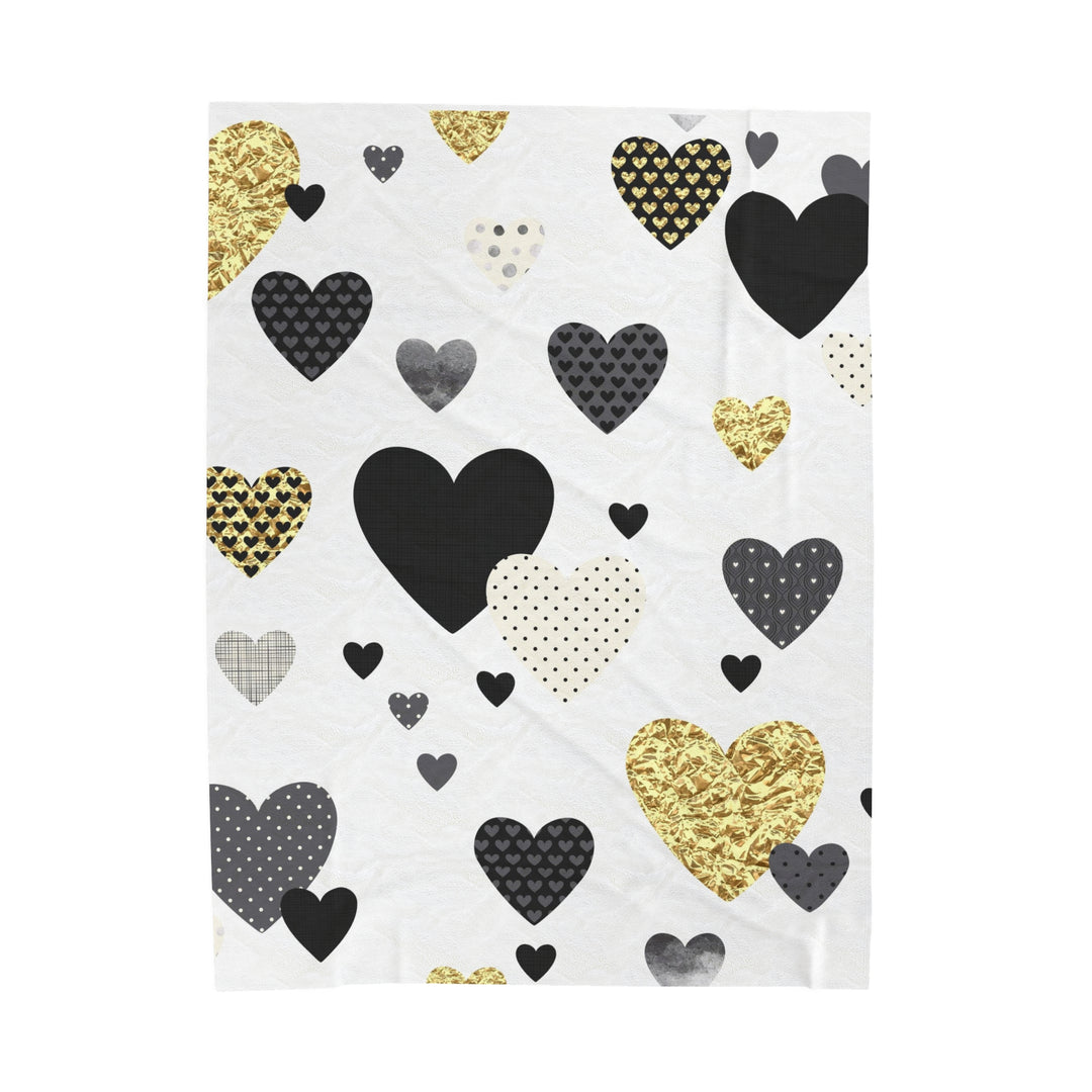 Golden Hearts Velveteen Plush Blanket