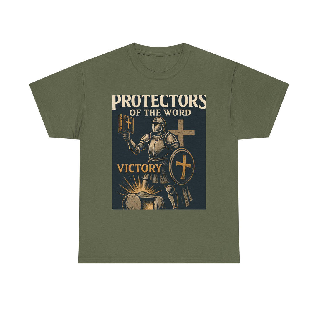 Protectors of the Word Christian T-Shirt No Sleeve Design — 'Victory' Knight Design with John 14:6 Scripture
