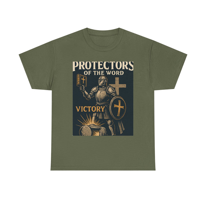 Protectors of the Word Christian T-Shirt No Sleeve Design — 'Victory' Knight Design with John 14:6 Scripture