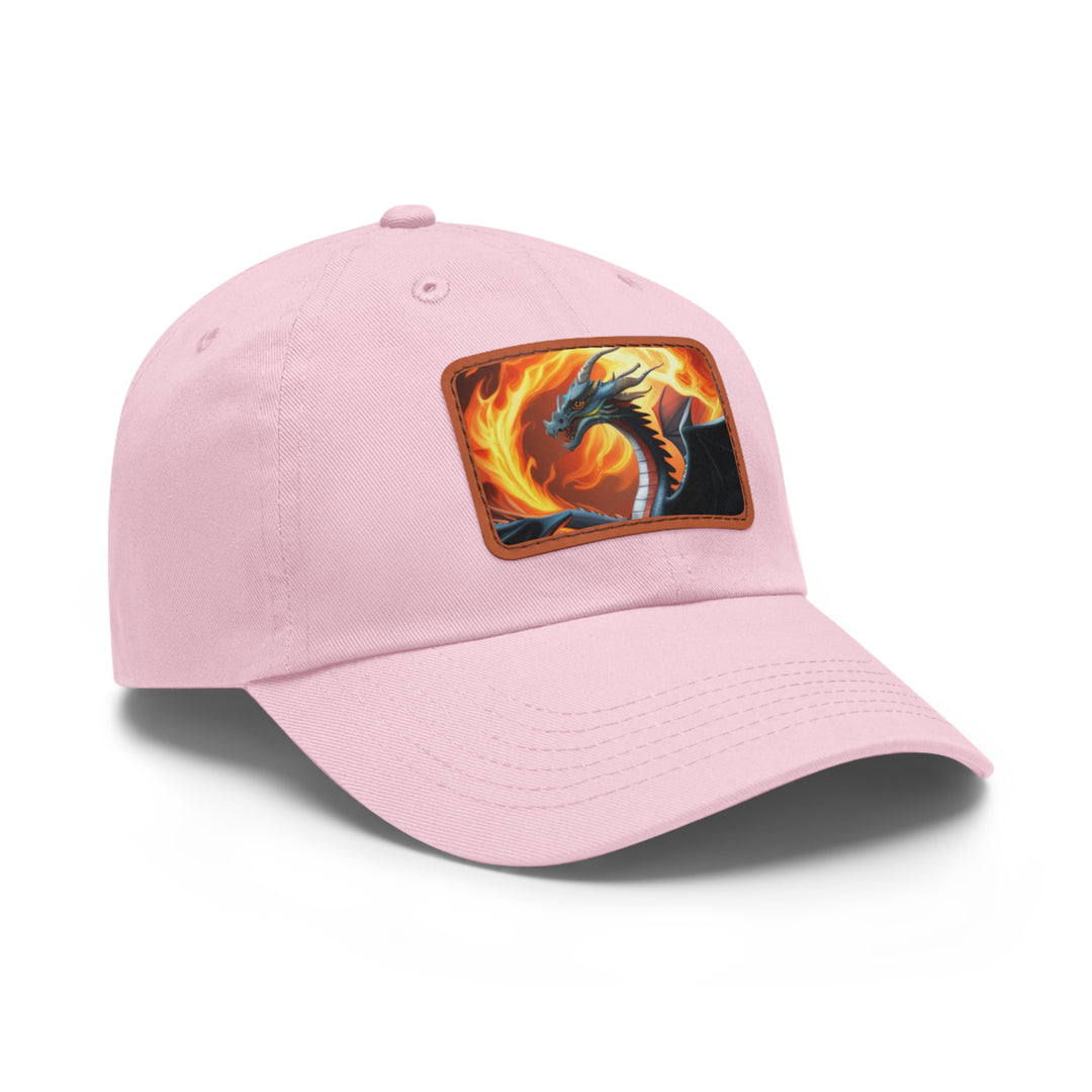 Dragon Fire Dad Hat with Leather Patch (Rectangle)