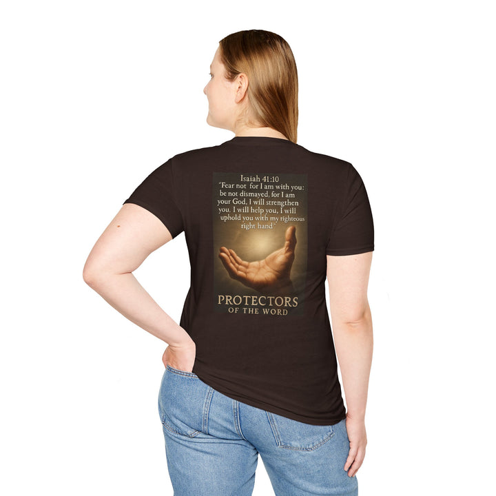 Christian Scripture T-Shirt — Matthew 18:20 and Isaiah 41:10 Faith Tee