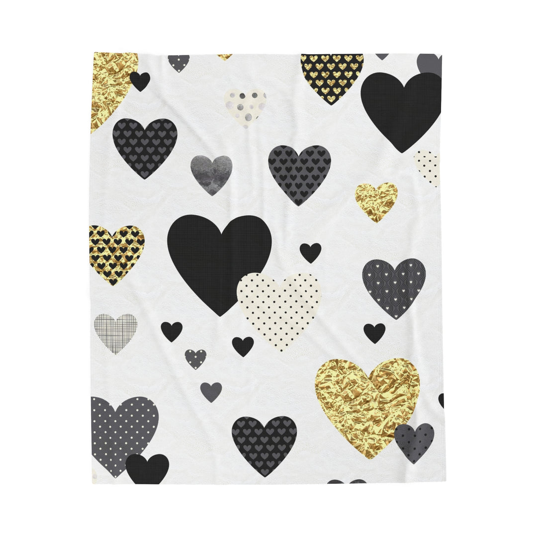 Golden Hearts Velveteen Plush Blanket