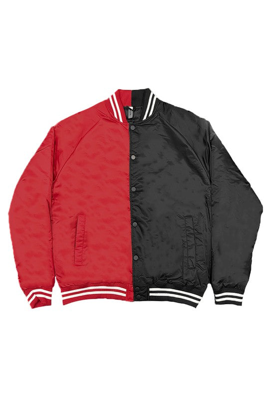 Color Block Two Tone Varsity Jacket