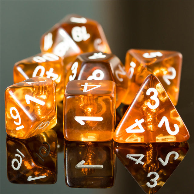 Monk (Fist) Clear Golden Dice w/ Golden Fist 7-Dice Set Rpg