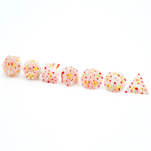 Flower Glass DND Dice Red Limited Edition in Wood Box