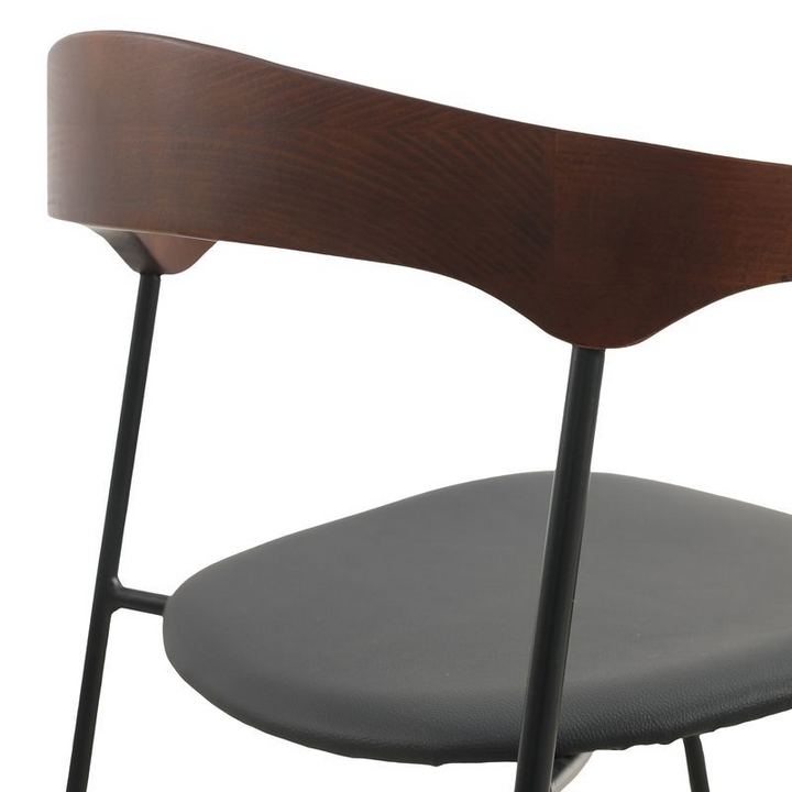 LeisureMod Lyra Collection Modern Chair in Black Walnut Color Back and Black Seat Back Photo.
