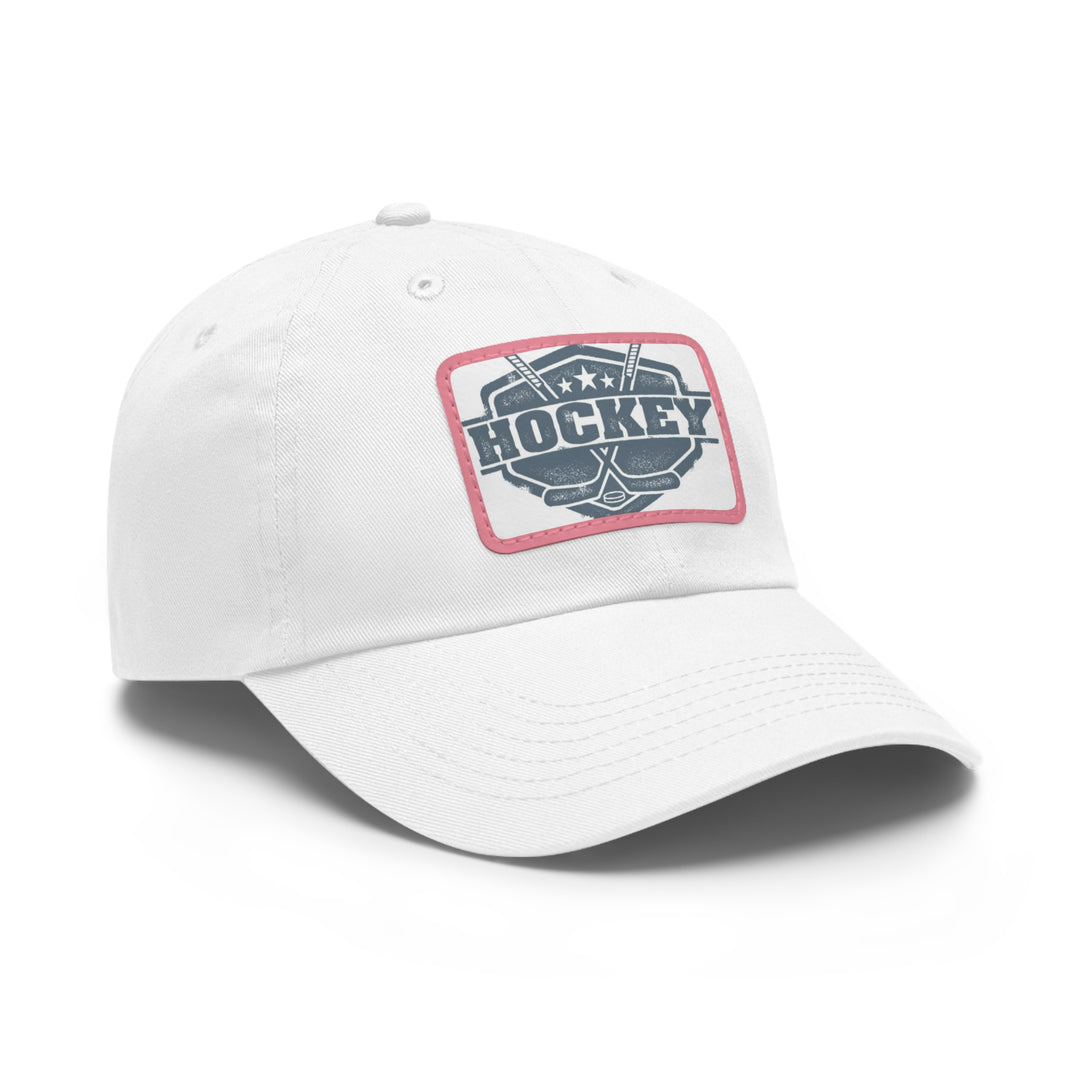 Hockey Dad Hat with Leather Patch (Rectangle)