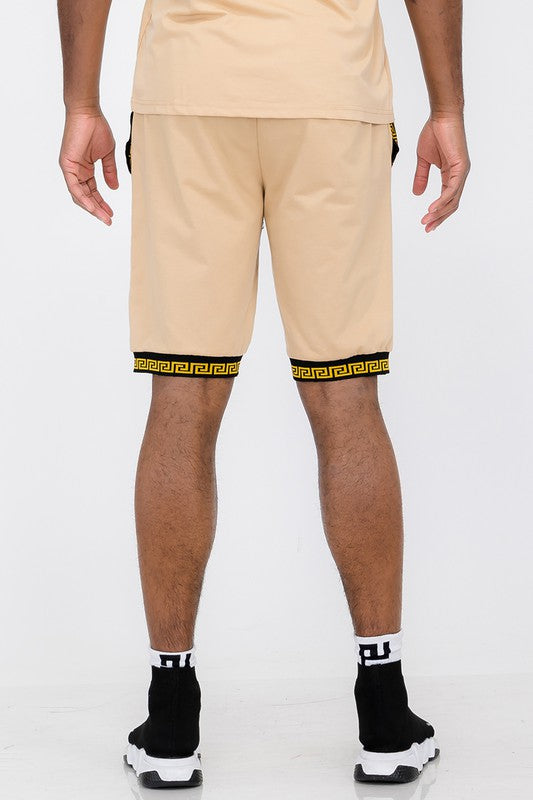 Men's Lion Head Black and Gold Detail Shorts