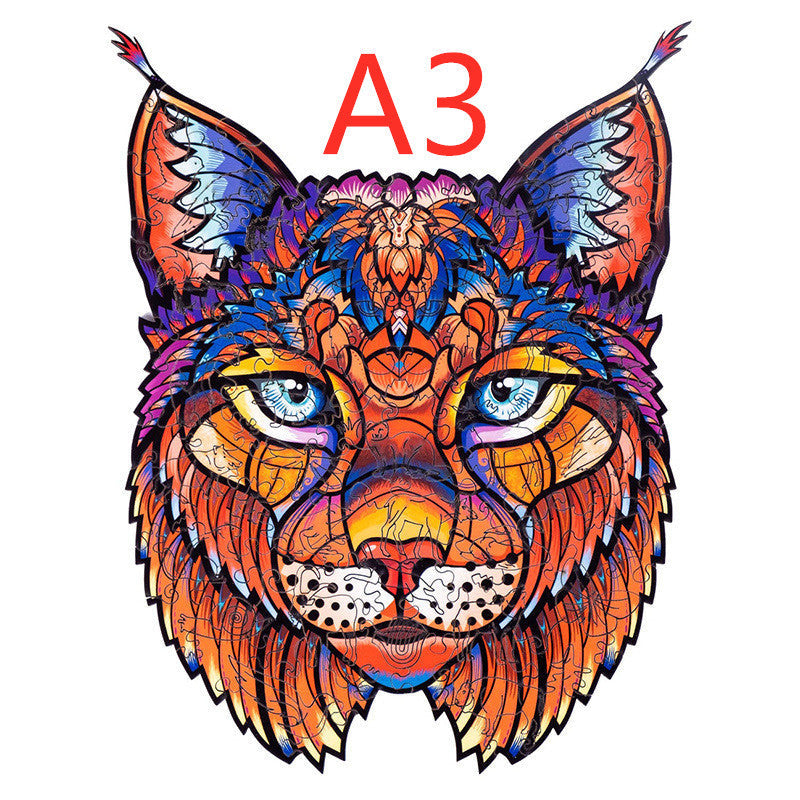 Colorful stylized cat head design with A3 text above on a white background.