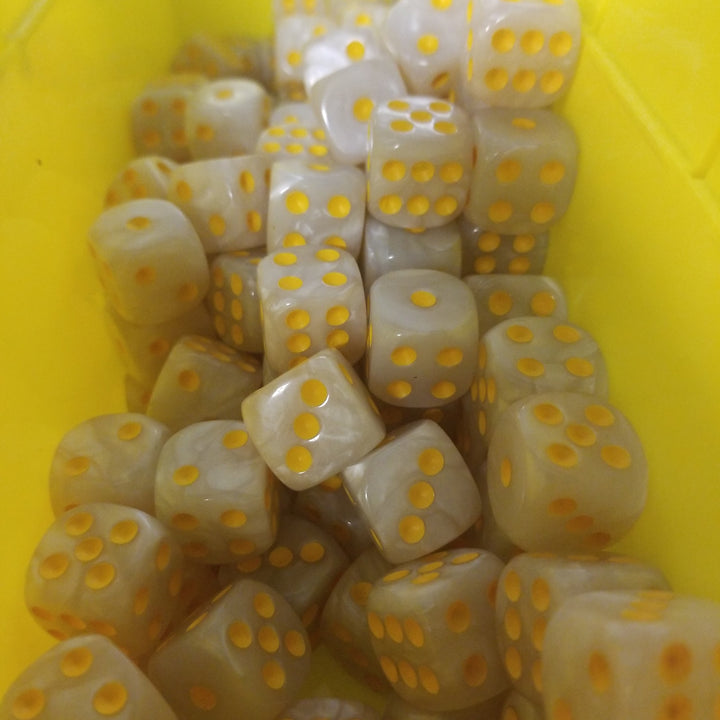 Pearl/Swirl Pipped d6 Dice Orange/Pink/Maroon/Electric Yellow/Brown/Blue/Green/Cranberry 16mm (SOLD BY PIECE)
