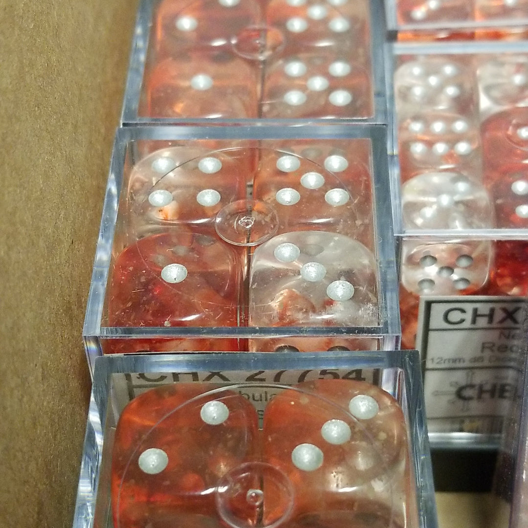 Nebula Red/silver Luminary 7-Dice/16mm/12mm/30mm/Ten10's