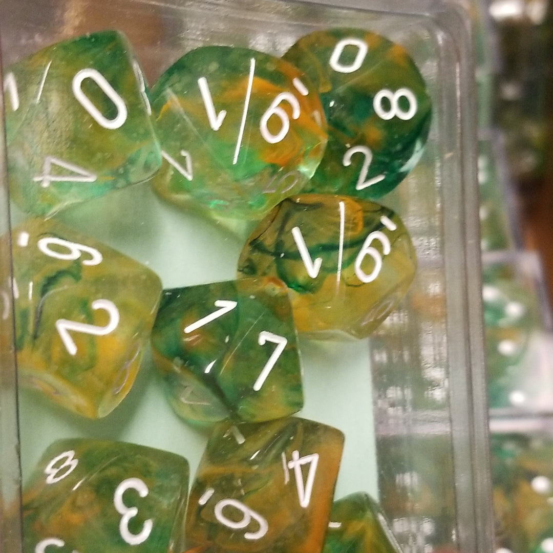 Nebula Spring/white Luminary 7-Dice/16mm/12mm/30mm/Ten10's