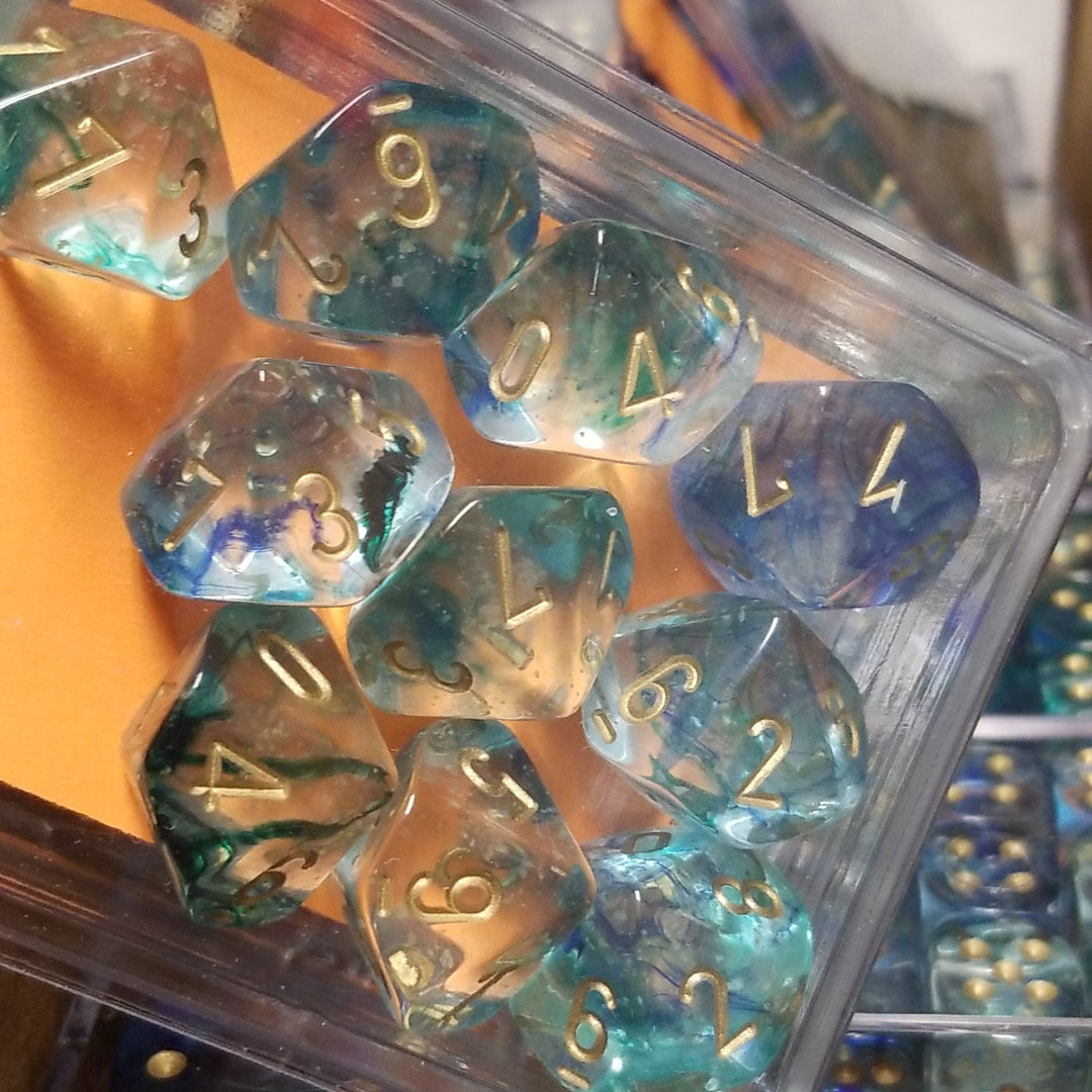 Nebula Oceanic/gold Luminary 7-Dice/16mm/12mm/30mm/Ten10's