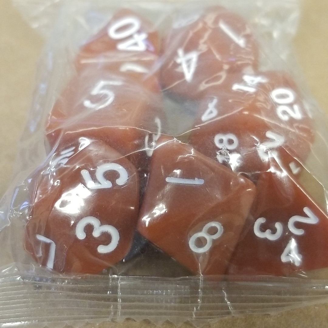 Brown Opaque 7 Die Set Polyhedral Dice by BrycesDice RPG Magic D&D Unique