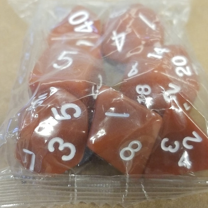 Brown Opaque 7 Die Set Polyhedral Dice by BrycesDice RPG Magic D&D Unique
