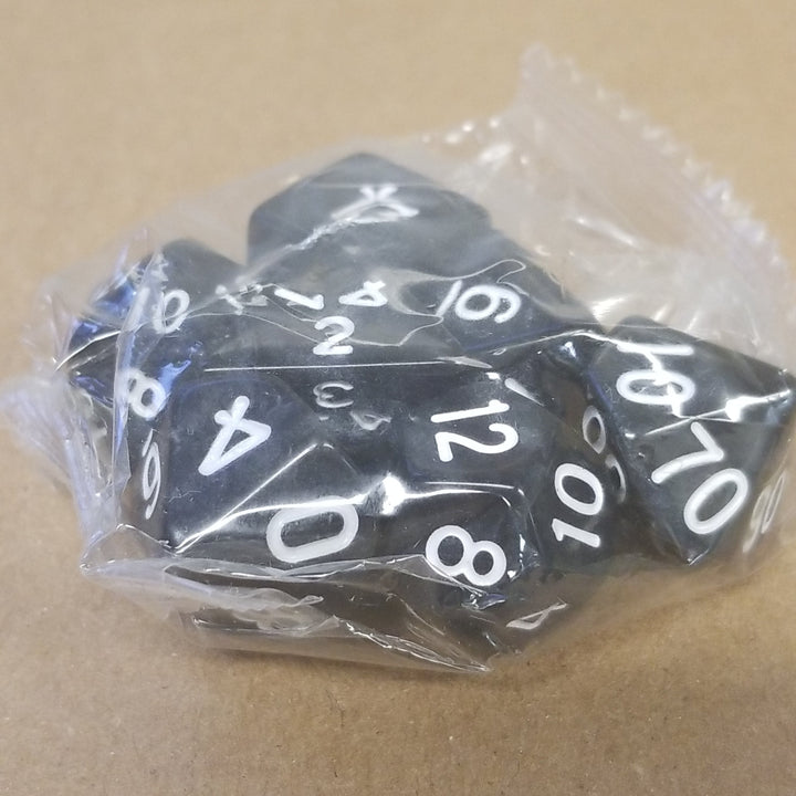 Black Opaque 7 Die Set Polyhedral Dice by BrycesDice RPG Magic D&D Unique