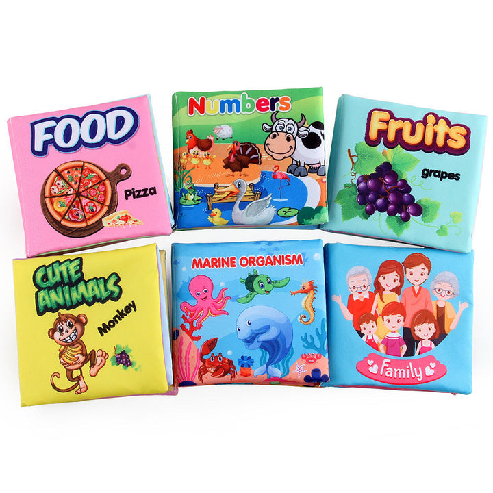 Set of colorful children's educational books on a white background.