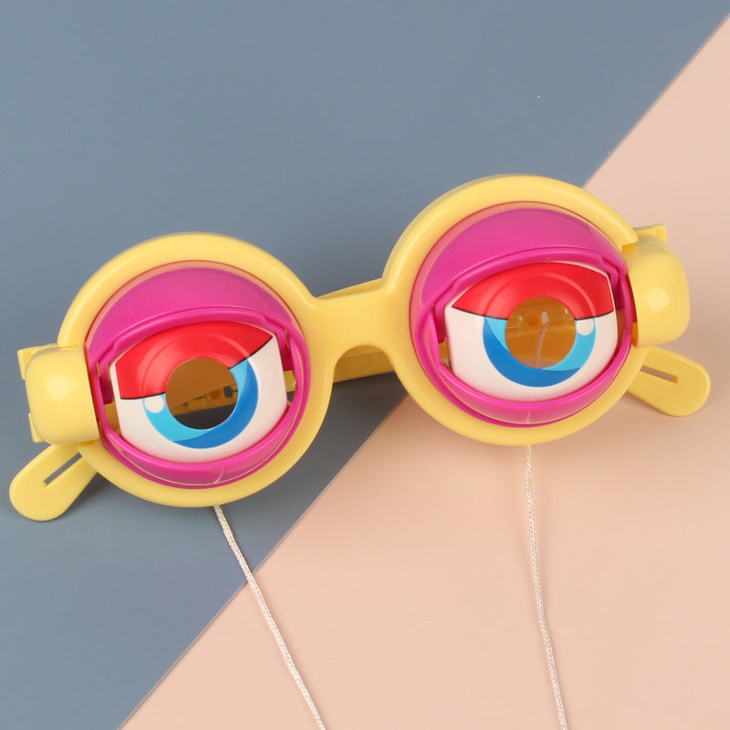 Colorful eyeglasses with a unique design on a two-tone background.