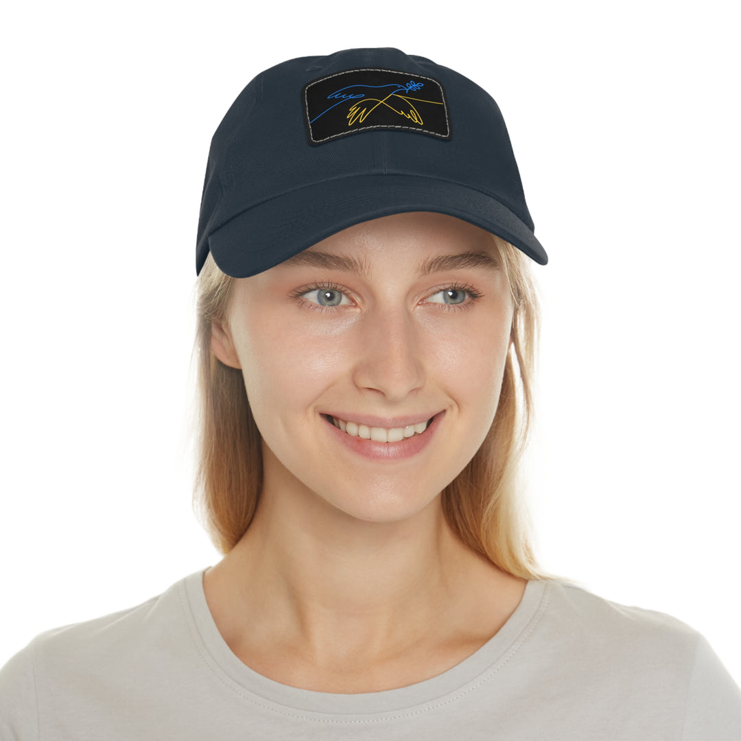 Dove and Leaf Dad Hat with Leather Patch (Rectangle)