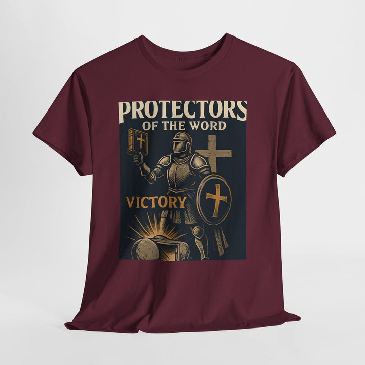 Protectors of the Word Christian T-Shirt No Sleeve Design — 'Victory' Knight Design with John 14:6 Scripture