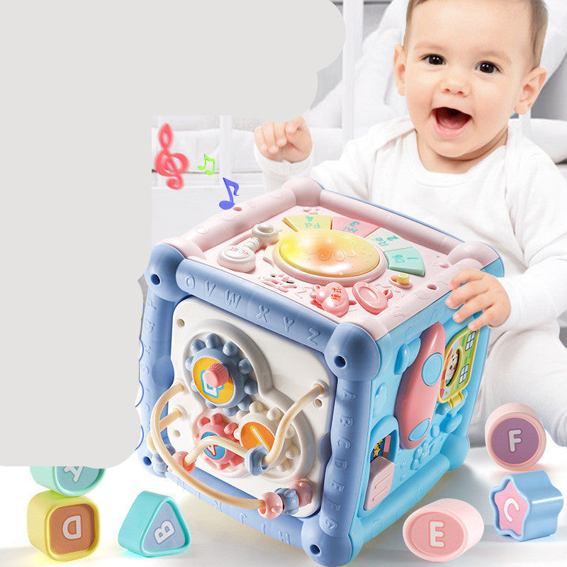 Baby Musical Hand Drum Toy Activity Cube with Lights, Sounds and Blocks