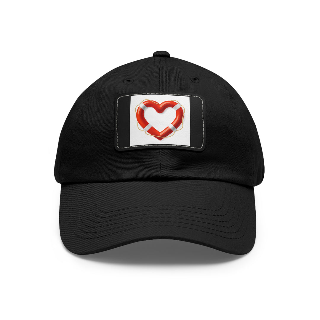 Heart Life Raft Dad Hat with Leather Patch (Rectangle)