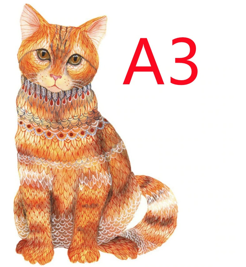Illustration of a cat wearing a decorative collar with A3 text above.
