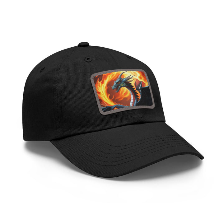 Dragon Fire Dad Hat with Leather Patch (Rectangle)