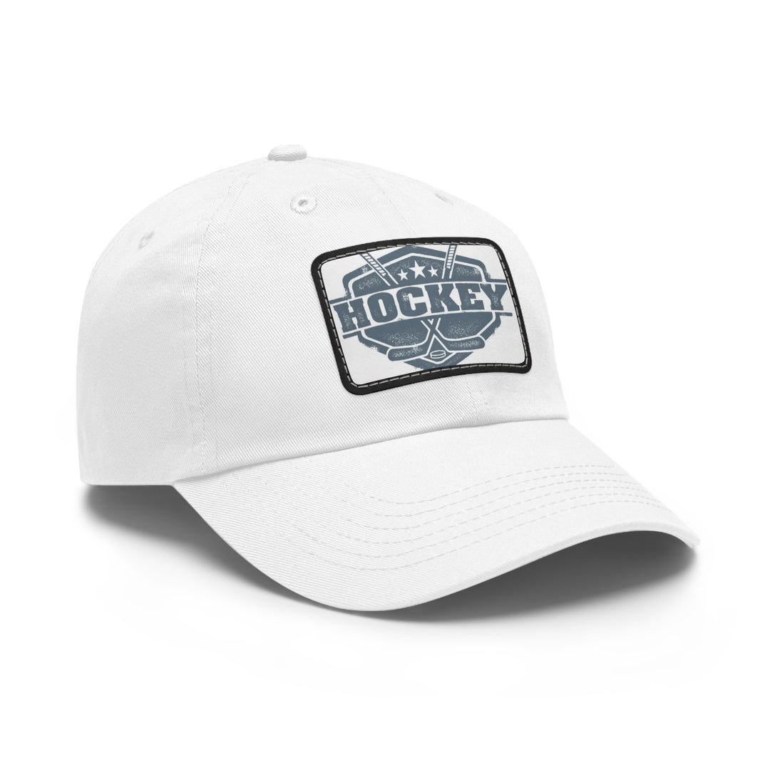 Hockey Dad Hat with Leather Patch (Rectangle)