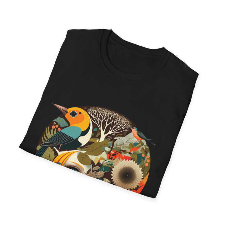 Girl With Flowers and Birds in Hair Unisex Softstyle T-Shirt