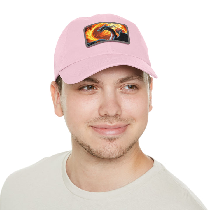 Dragon Fire Dad Hat with Leather Patch (Rectangle)