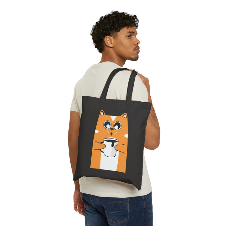 Coffee Kitty Cotton Canvas Tote Bag