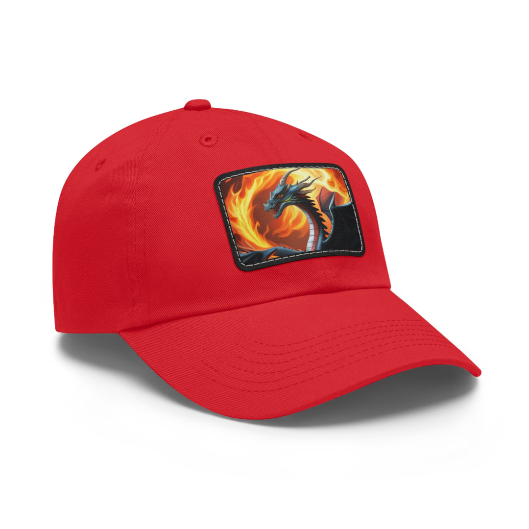 Dragon Fire Dad Hat with Leather Patch (Rectangle)