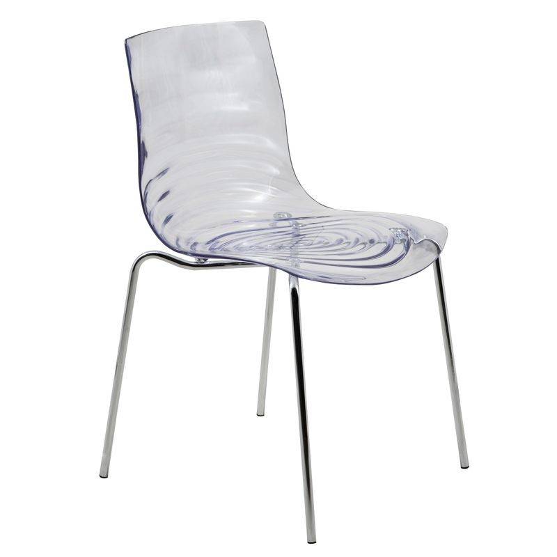 LeisureMod Astor Water Ripple Design Dining Chair Clear